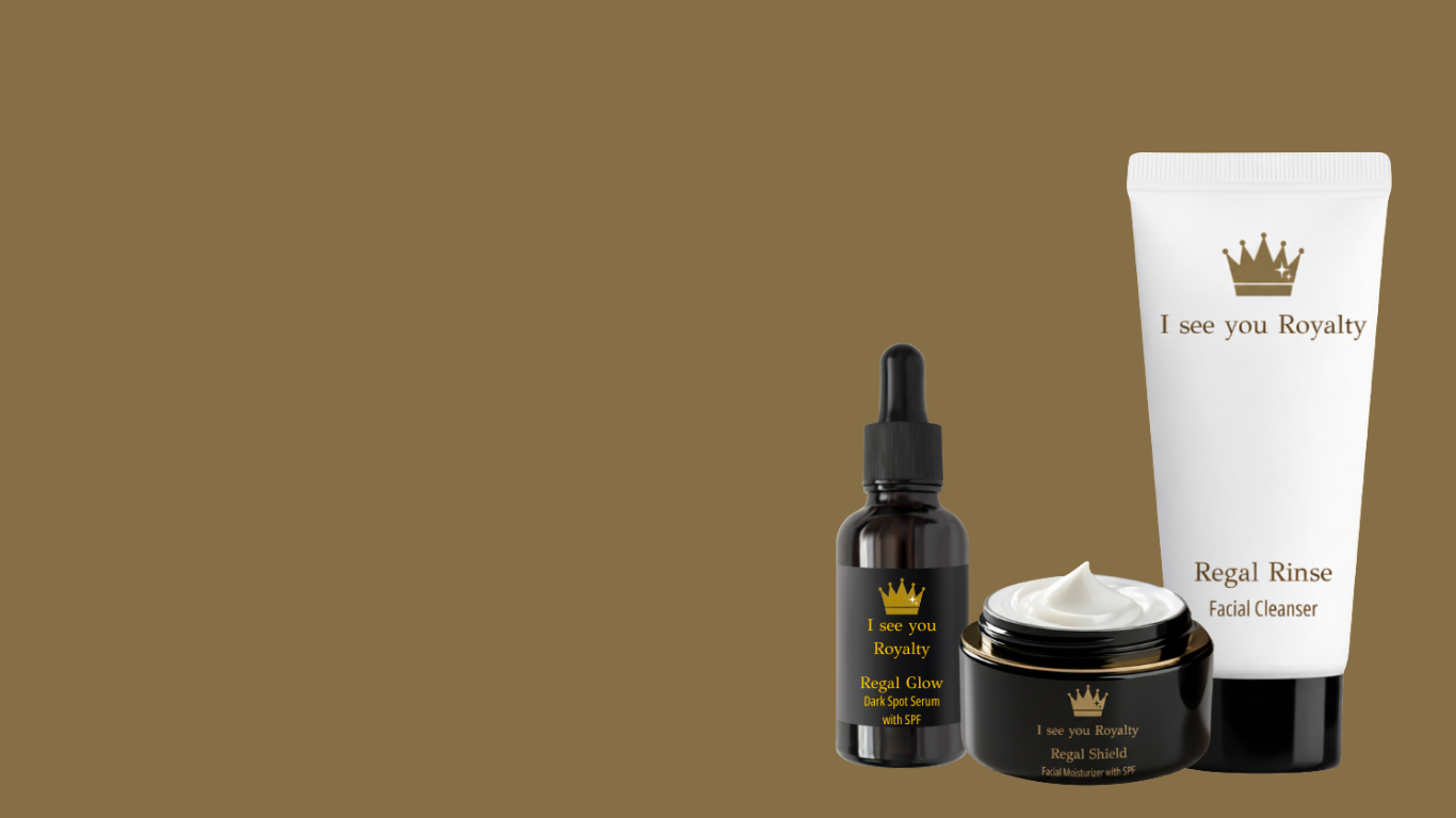Skincare products with 'I see you Royalty' branding on a yellow background1621243260e1af0c20-0